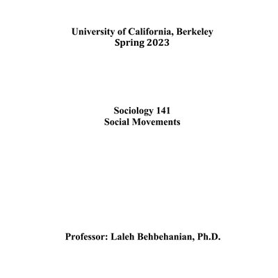 Sociology 141 - Spring 2023