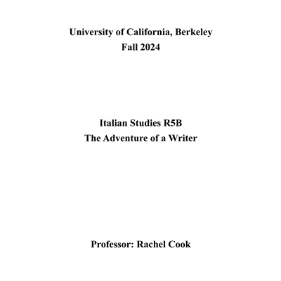 Italian Studies R5B - Fall 2024
