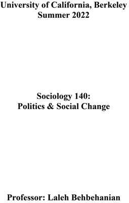 Sociology 140 - Summer 2022