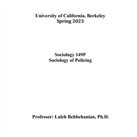 Sociology 149P - Spring 2023