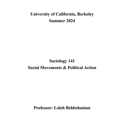 Sociology 141 - Summer 2024
