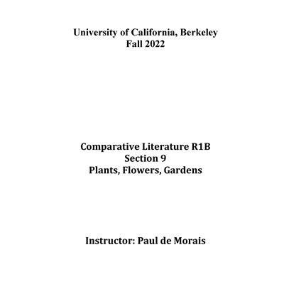 Comparative Literature R1A Sec. 9